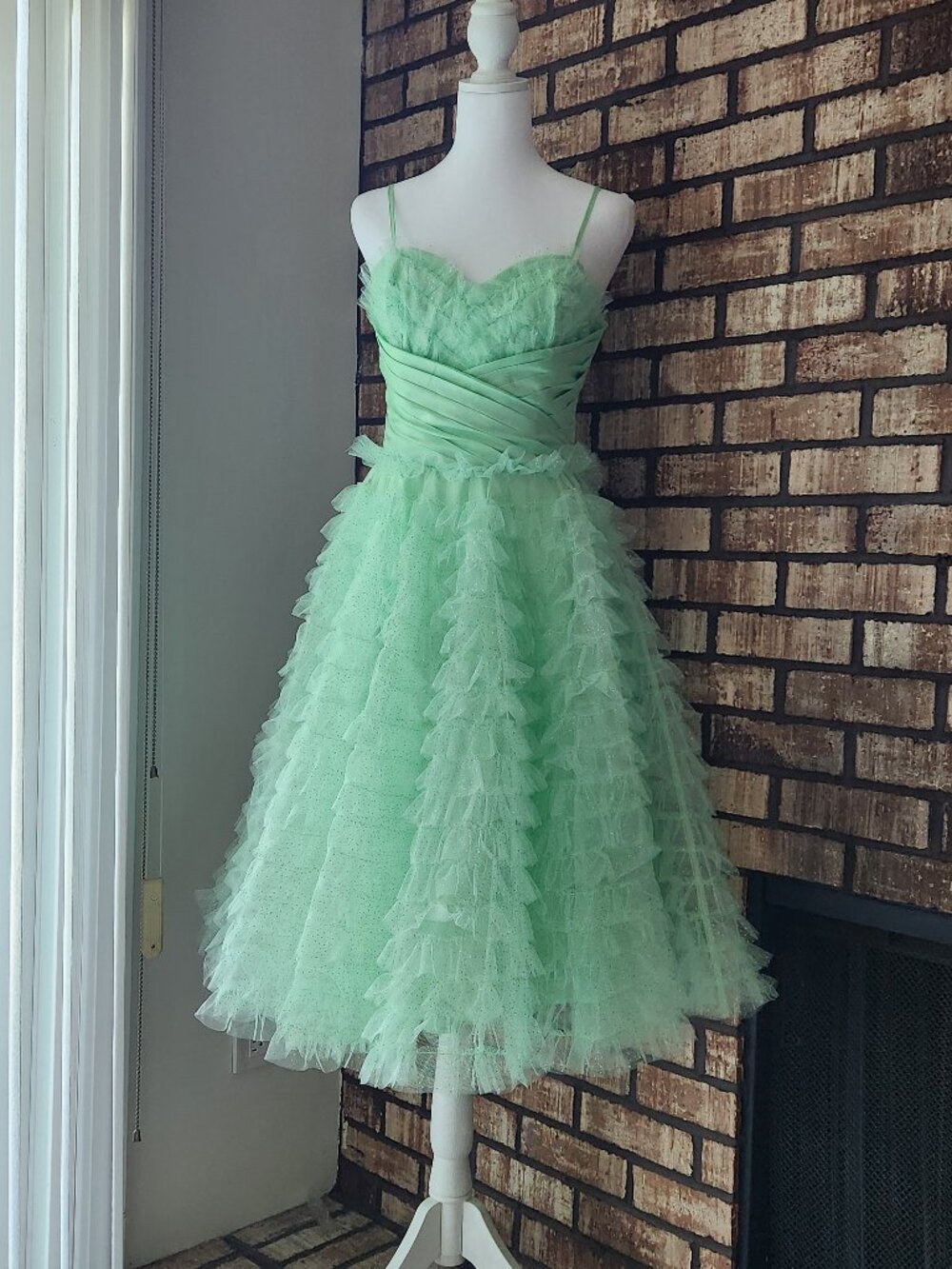 NWT Unique Vintage Mint Green Tulle Cupcake Swing Dress Size S